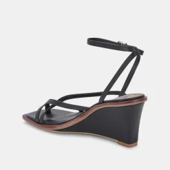 Gemini Wedges Black Leather