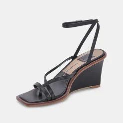 Gemini Wedges Black Leather