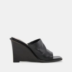 Gilded Wedges Black Leather