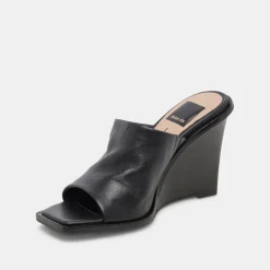 Gilded Wedges Black Leather