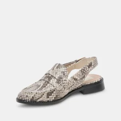 Hardi Loafers Black White Embossed Snake