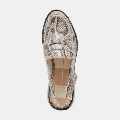 Hardi Loafers Black White Embossed Snake