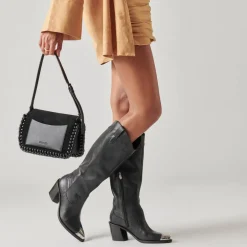 Harper Shoulder Bag Black Suede