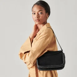 Harper Shoulder Bag Black Suede