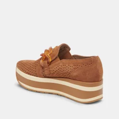 Jhenee Perforated Sneakers Pecan Suede