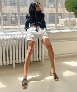 Khloe Sandals Black Rhinestone