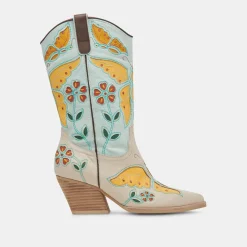 Lelou Boots Ivory Multi Leather