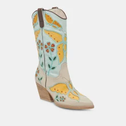 Lelou Boots Ivory Multi Leather