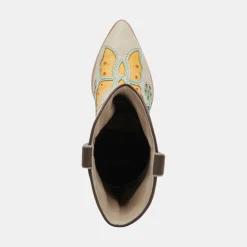 Lelou Boots Ivory Multi Leather