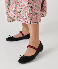 Lilly Ballet Flats Black Multi Satin