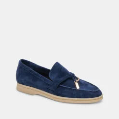 Lonzo Flats Navy Suede
