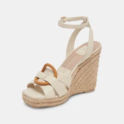 Maze Wedges Ivory Leather