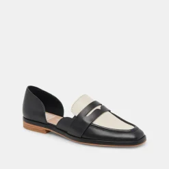 Moyra Flats Black White Leather