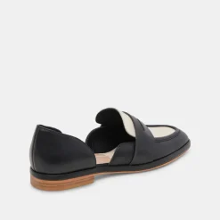 Moyra Flats Black White Leather