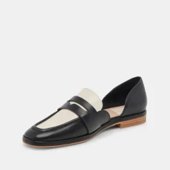 Moyra Flats Black White Leather