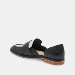 Moyra Flats Black White Leather