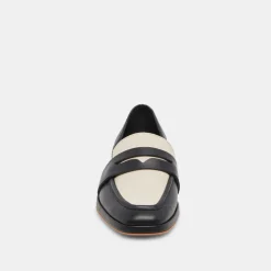 Moyra Flats Black White Leather