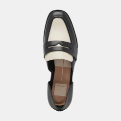 Moyra Flats Black White Leather