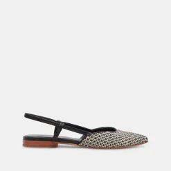 Narah Flats Black Natural Raffia