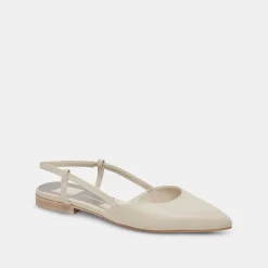 Narah Flats Ivory Leather