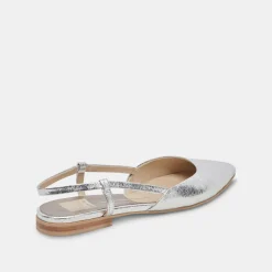 Narah Flats Silver Metallic Leather