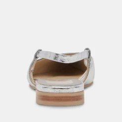 Narah Flats Silver Metallic Leather