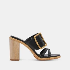 Onnie Wide Heels Black Leather