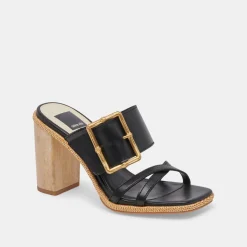Onnie Wide Heels Black Leather