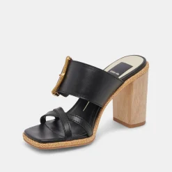 Onnie Wide Heels Black Leather