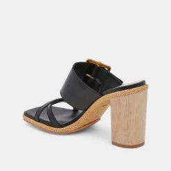 Onnie Wide Heels Black Leather