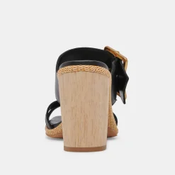 Onnie Wide Heels Black Leather