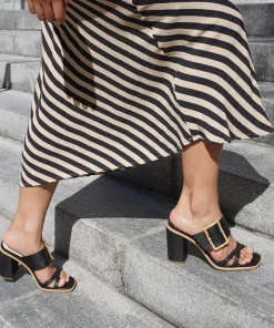 Onnie Wide Heels Onyx Raffia