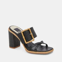 Onnie Wide Heels Onyx Raffia