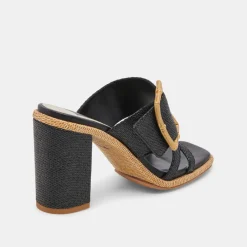 Onnie Wide Heels Onyx Raffia