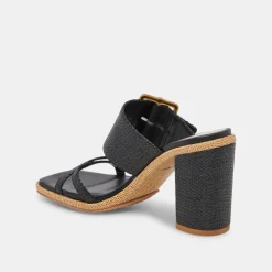 Onnie Wide Heels Onyx Raffia