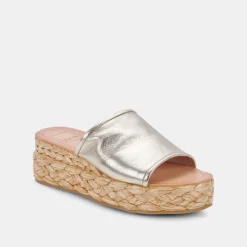 Pablos Sandals Light Gold Metallic Leather
