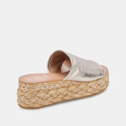 Pablos Wide Sandals Gold Metallic Leather