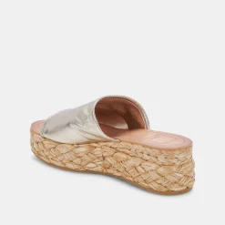 Pablos Wide Sandals Gold Metallic Leather