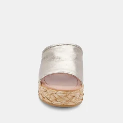 Pablos Wide Sandals Gold Metallic Leather