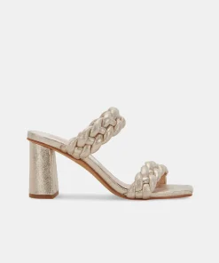 Paily Heels Light Gold Metallic Stella Suede