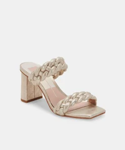 Paily Heels Light Gold Metallic Stella Suede