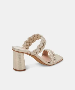 Paily Heels Light Gold Metallic Stella Suede