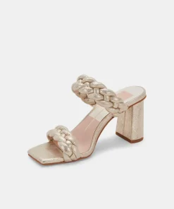 Paily Heels Light Gold Metallic Stella Suede