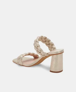 Paily Heels Light Gold Metallic Stella Suede