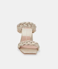 Paily Heels Light Gold Metallic Stella Suede