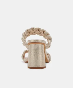 Paily Heels Light Gold Metallic Stella Suede