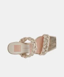 Paily Heels Light Gold Metallic Stella Suede