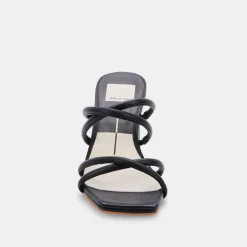 Patsi Wide Heels Black Leather