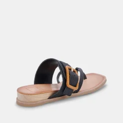 Perris Sandals Black Embossed Leather