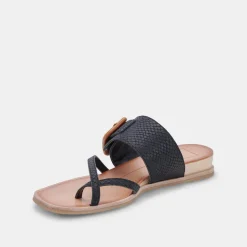 Perris Sandals Black Embossed Leather